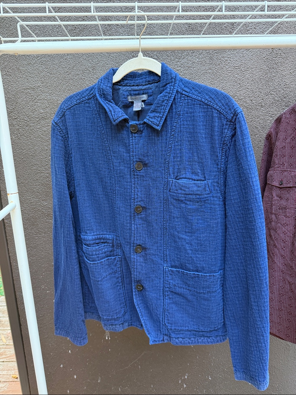 Textured Blue Lightweight Work Jacket - Unbranded